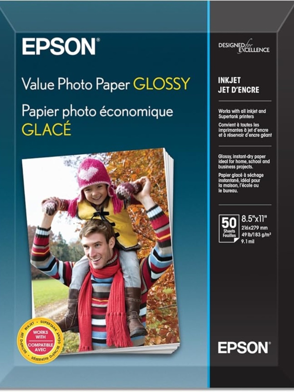 NEW Epson Value Glossy Photo Paper S400031 50 Sheets 8.5” x 11” New Sealed